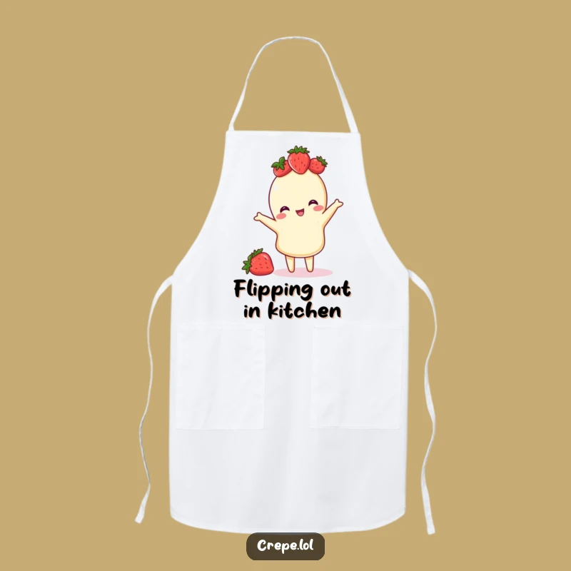 Funny Crepe Apron with Strawberry Crown - Playful Kitchen Gift