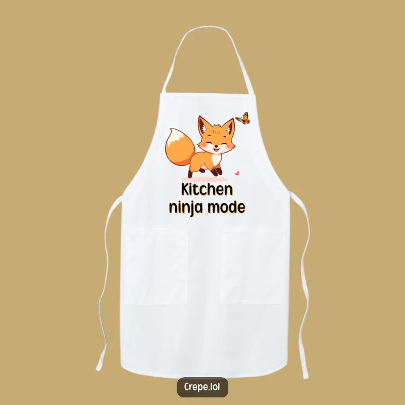 Funny Fox Butterfly Chase Apron: Hilarious Woodland Chef's Wear