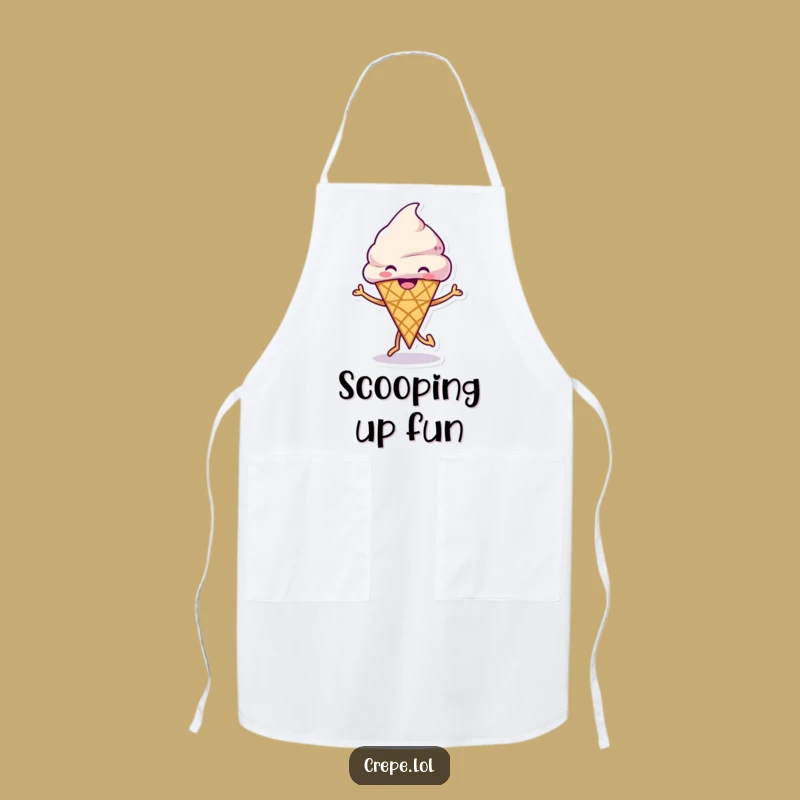 Funny Ice Cream Dance Apron: Grinning Cone's Kitchen Moves for Sweet Fun
