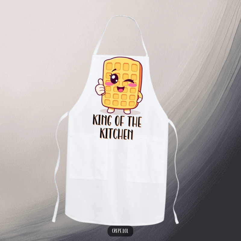 Funny winking waffle apron giving a thumbs up, a cheerful and practical kitchen accessory.