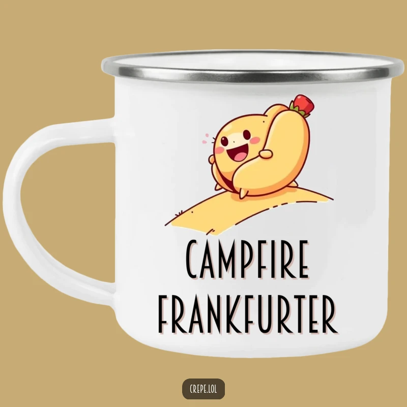Funny Hot Dog Rolling Camping Mug: Adventure with Glee