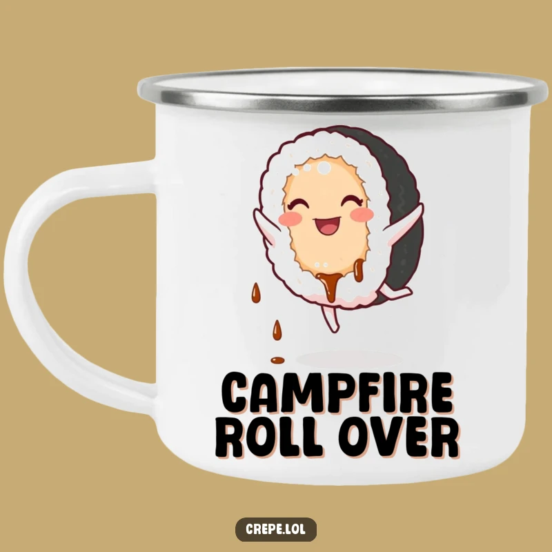 Funny Sushi Cartwheel Camping Mug - Durable & Comical Drinkware for Foodie Adventures