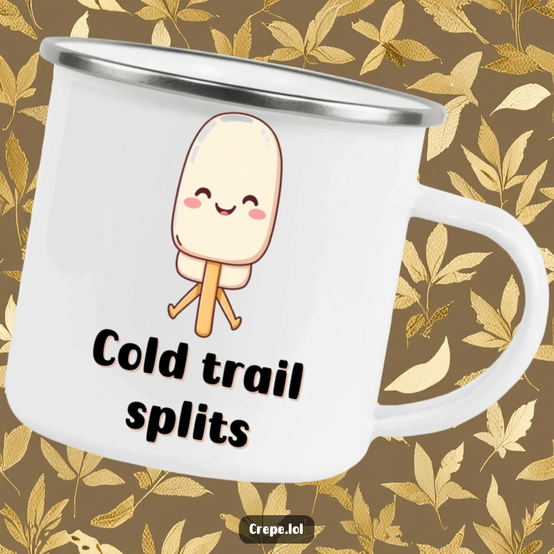 Funny popsicle camping mug showing a cheerful popsicle in a dynamic split, perfect for rugged, humorous hydration.