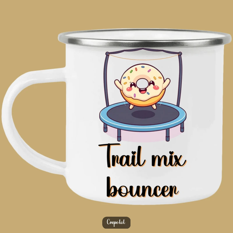 Funny Donut Trampoline Camping Mug: Adventure Fuel with This Hilarious Sprinkled Treat!