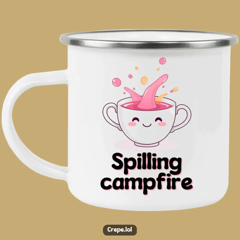 Funny Teacup Spill Camping Mug: Playful Hilarious Beverage Adventure Gift