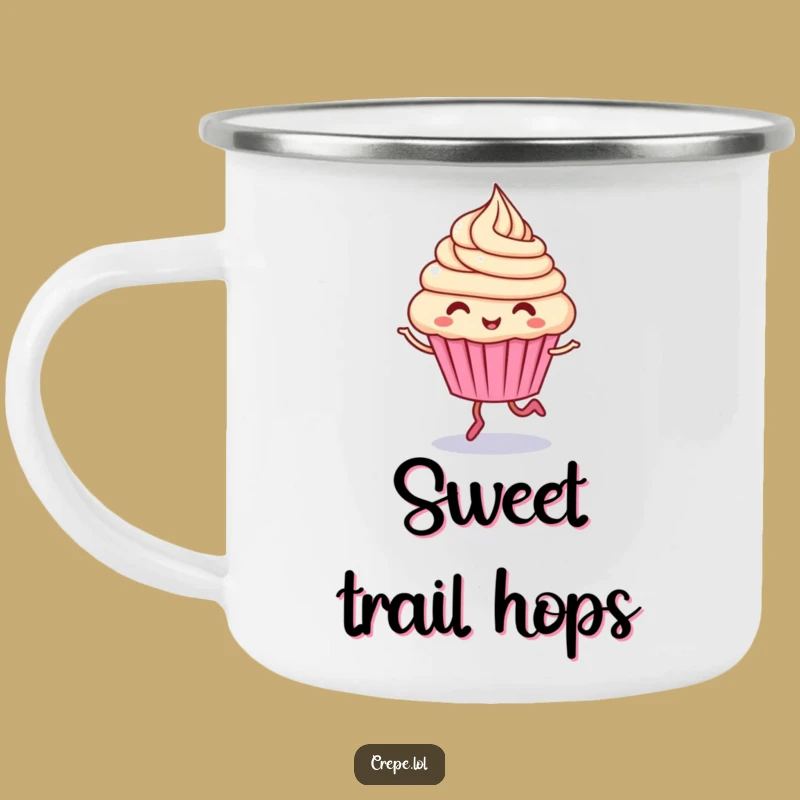 Funny Giggling Cupcake Camping Mug: Sweet Sips for Outdoor Fun