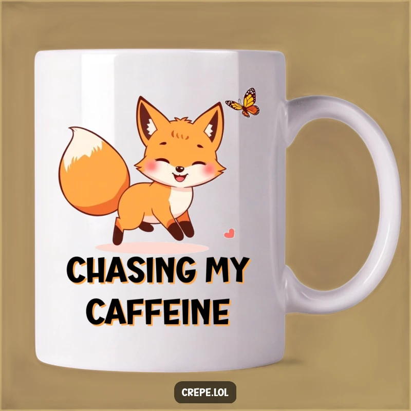 Funny Fox Butterfly Chase Mug: Hilarious Woodland Creature Gift