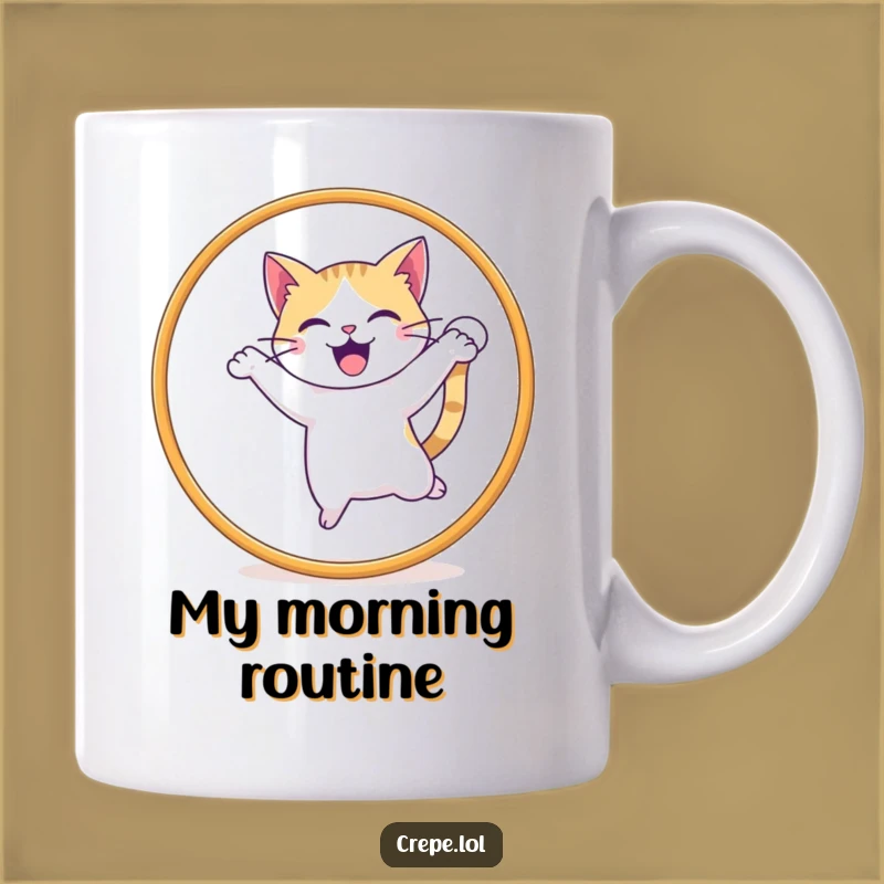 Funny Cat Jumping Hoop Mug, A Hilarious Pet Lover Gift for Cat Enthusiasts