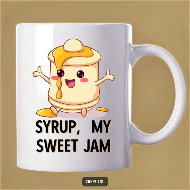 Funny Pancake Syrup Drip Mug - Adorable Breakfast Character Gift