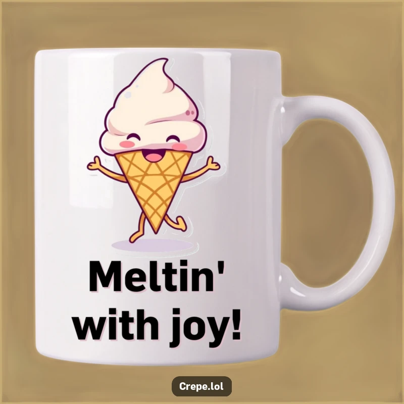 Funny Ice Cream Dance Mug: Grinning Cone's Happy Moves for a Cool Gift
