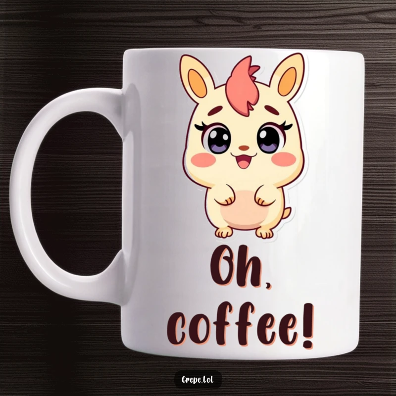 Funny mug featuring a surprised churro character with wide, ecstatic eyes, expressing pure, sweet delight.