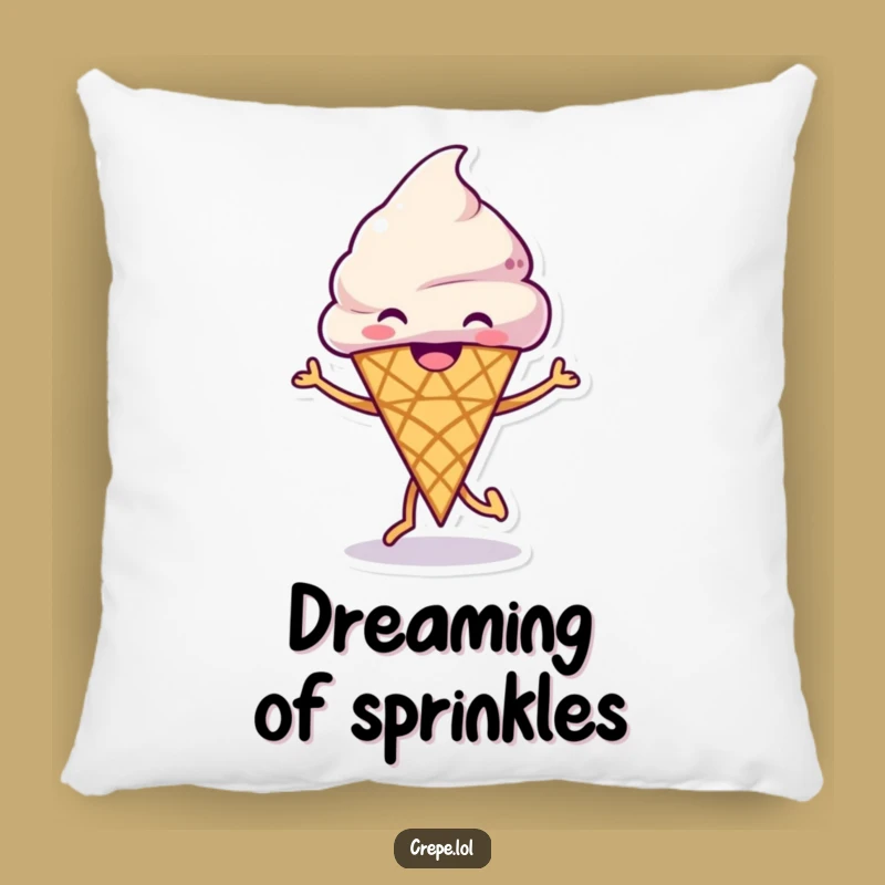 Funny Ice Cream Dance Pillow: Cozy Grinning Cone Comfort with Sweet Joy