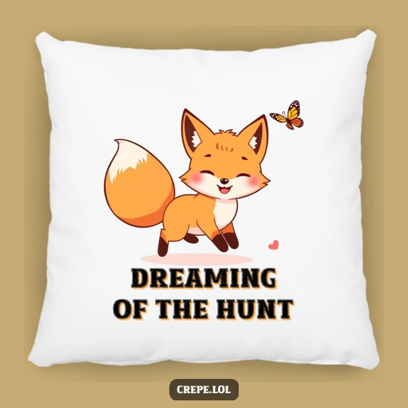 Funny Fox Butterfly Chase Pillow: Hilarious Woodland Comfort