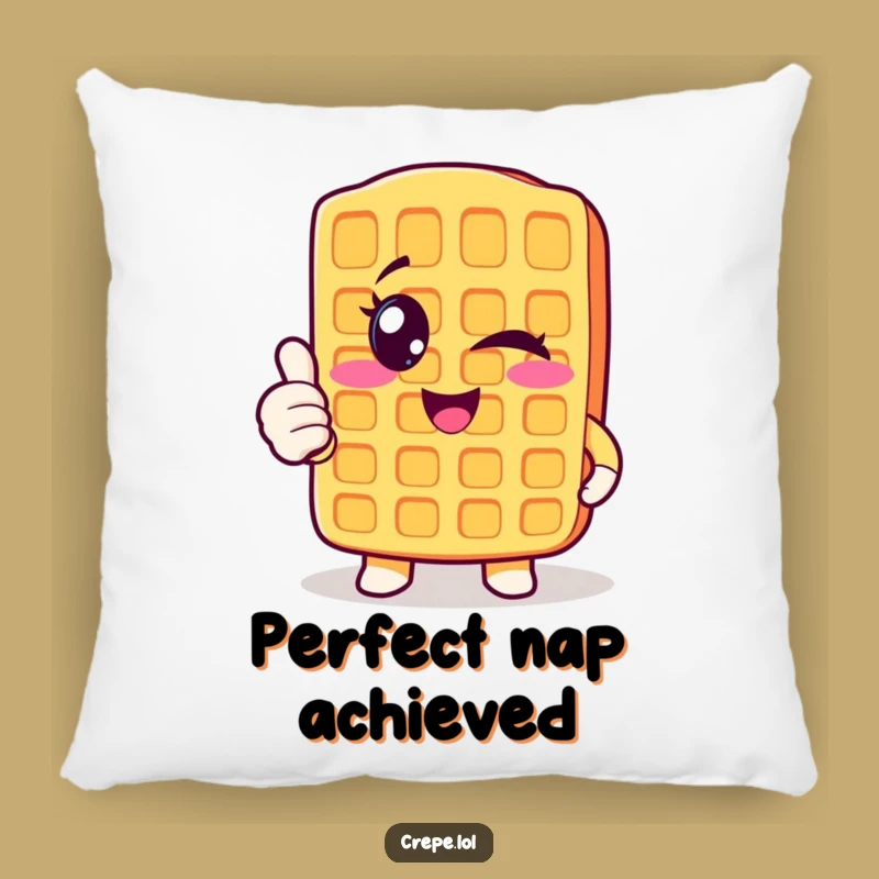 Funny Winking Waffle Pillow - Cozy Thumbs Up Breakfast Cushion
