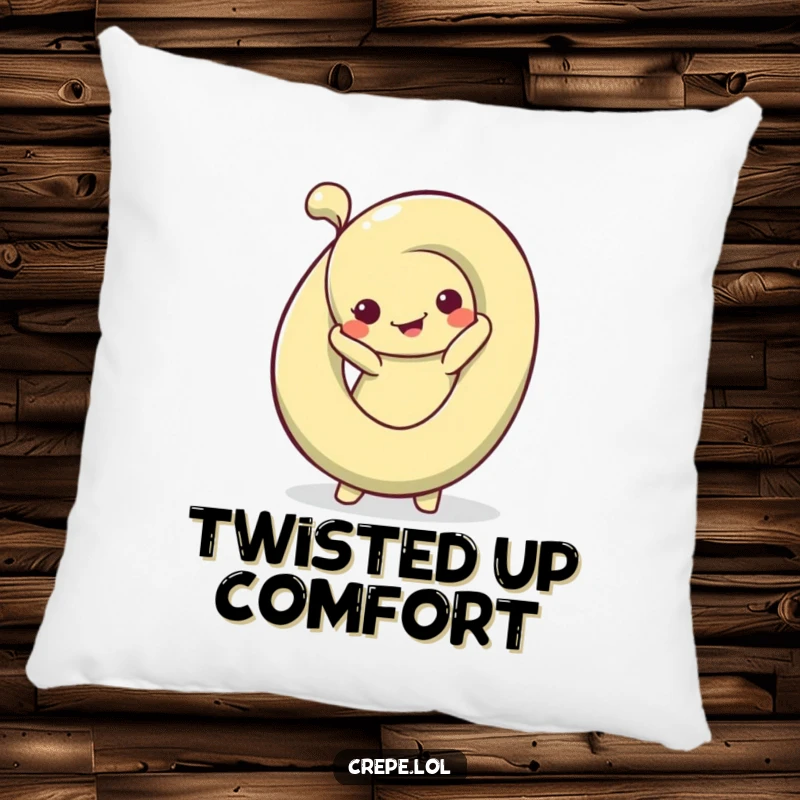 Funny Pretzel Pose Pillow with a silly pretzel in a bendy pose, offering soft comfort and snack-related humor.