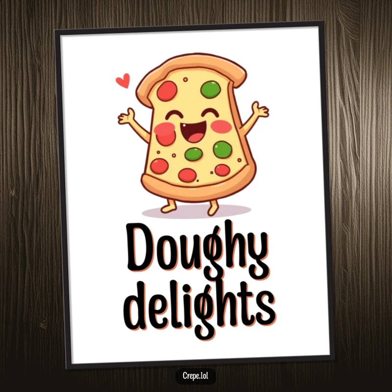 Funny pizza digital art print of an ecstatic slice of pizza doing a jig, ready to liven up any room.