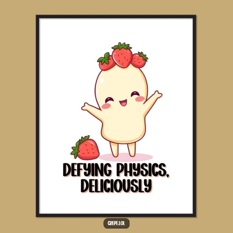 Funny Crepe Digital Art Print - Playful Strawberry Crown Decor