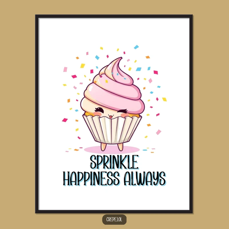 Funny Cupcake Confetti Digital Art: Festive Character for Instant Decor