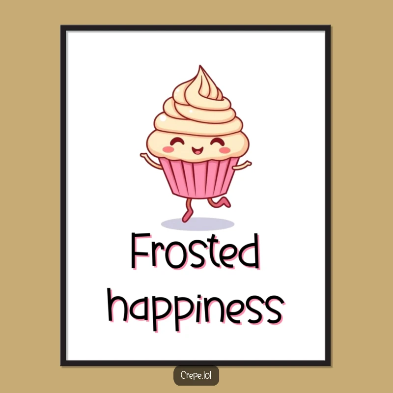 Funny Giggling Cupcake Digital Art: Hopping Character for Instant Cheerful Decor