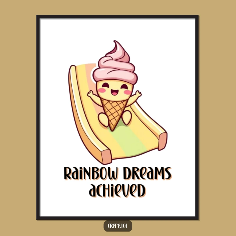 Funny Ice Cream Rainbow Digital Print: Cheerful Summer Art for Your Walls