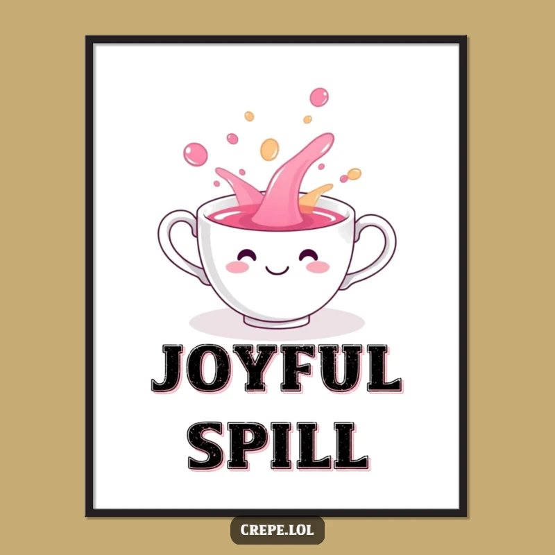 Funny Teacup Spill Digital Art: Playful Hilarious Beverage Download Gift