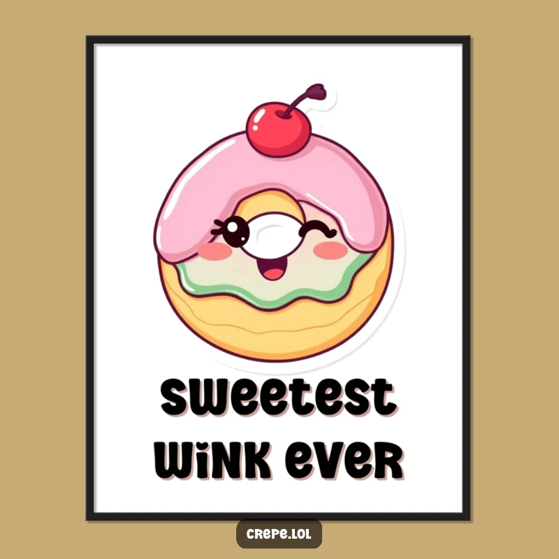 Funny Winking Donut Digital Art: Hilarious Print for Sweet Decor