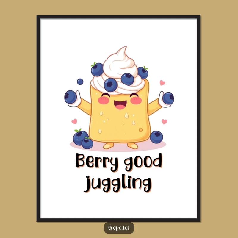 Instant Download Funny Crepe Juggling Blueberries Digital Art Print