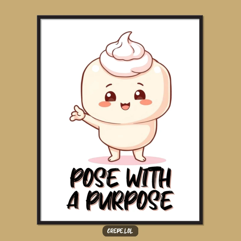 Funny Crepe Digital Art Print - Comical Cream Pose Decor