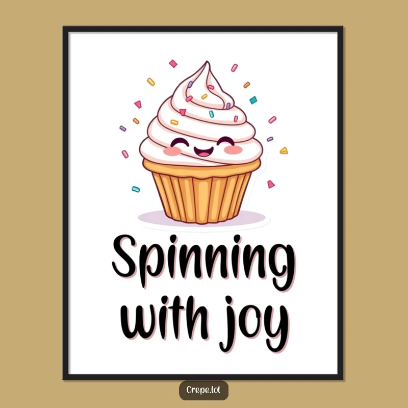 Funny Cupcake Spinning Digital Print: Instant Sweet Decor