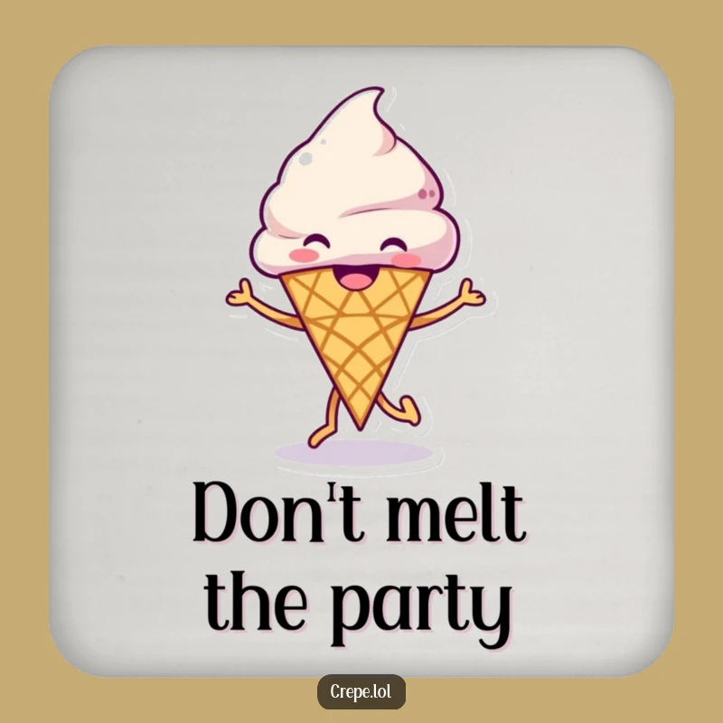 Funny Ice Cream Dance Coasters: Protect Tables with Grinning Cone's Happy Moves