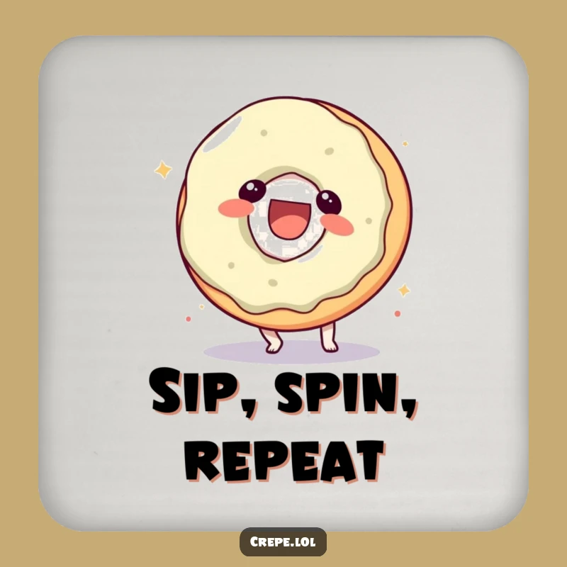 Funny Donut Somersault Drink Coaster: Protect Surfaces with Sweet Humor