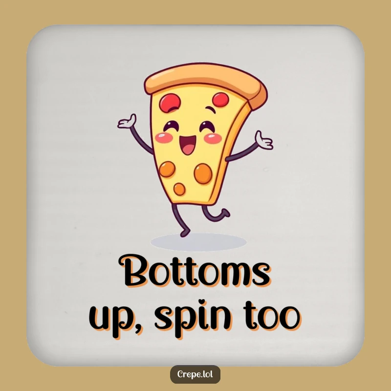 Funny Pizza Slice Dance Drink Coaster: Protect Surfaces with Joyful Art