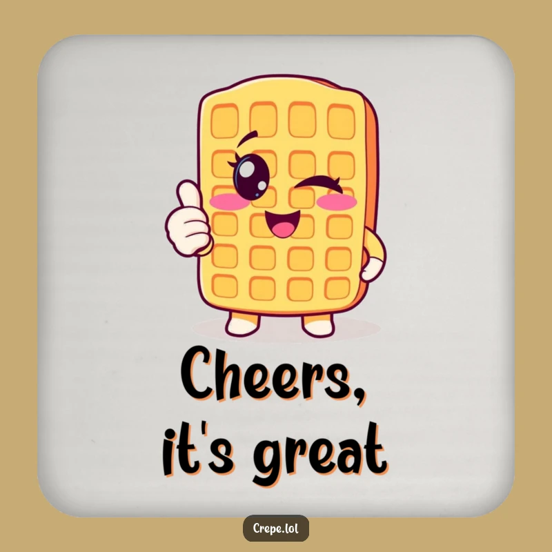 Funny Winking Waffle Coaster - Thumbs Up Breakfast Drink Saver