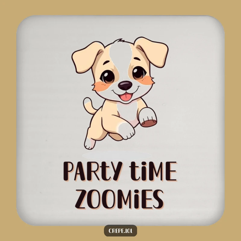 Funny Puppy Chasing Tail Coaster, Protect Surfaces with Playful Pup Art