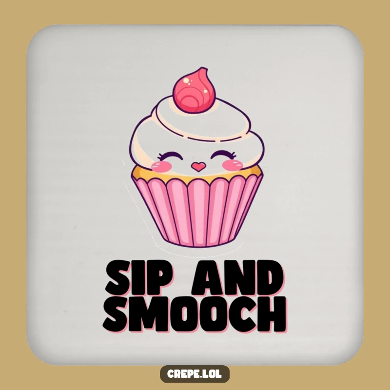 Funny Cupcake Kiss Coaster - Sweet Drink Saver