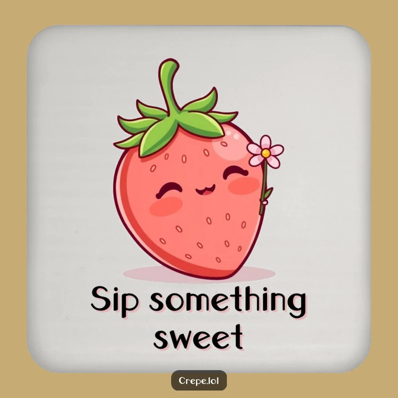 Funny Strawberry Flower Coasters: Protect Tables with Blushing Berry's Sweet Gesture