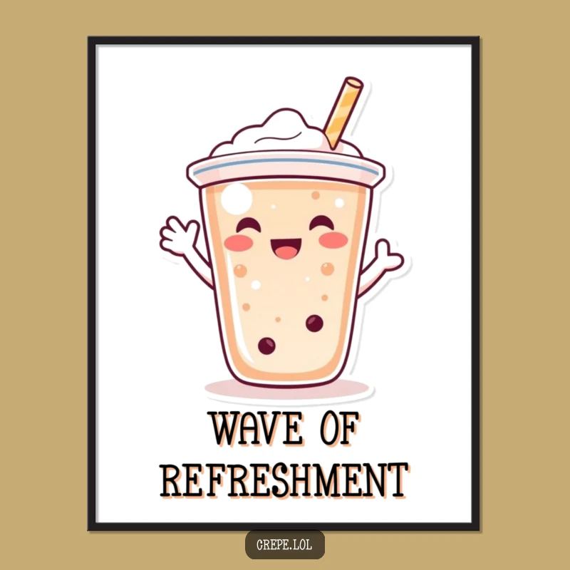 Funny Bubble Tea Wave Poster: Cheerful Art for a Happy Space
