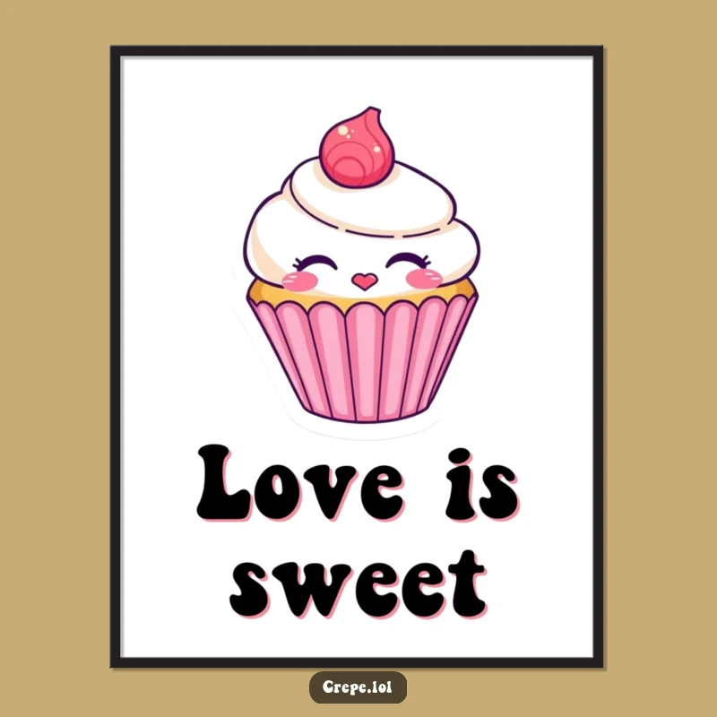 Funny Cupcake Kiss Poster - Sweet Character Wall Art