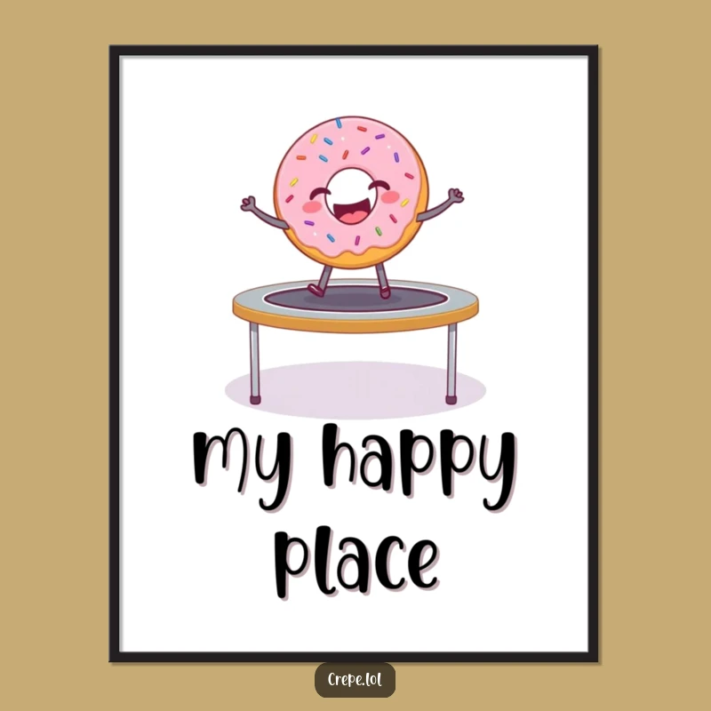 Funny Donut Trampoline Poster: Hilarious Sprinkled Art Print Gift
