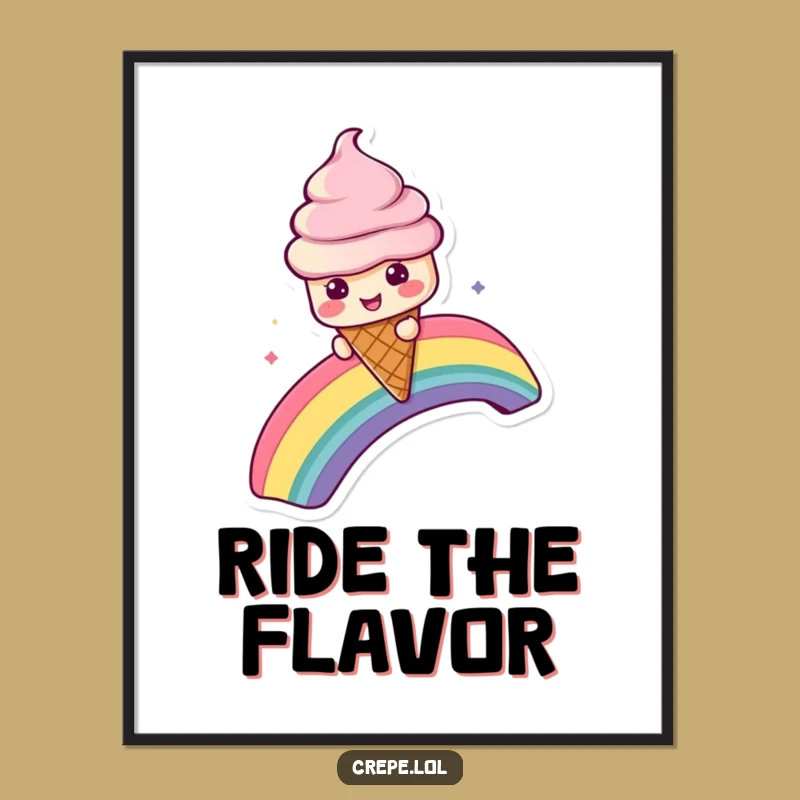 Funny Ice Cream Poster: Rainbow Slide Art, Unique Funny Gift!