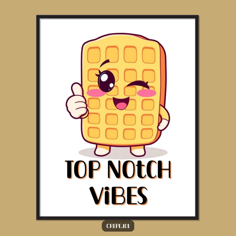 Funny Winking Waffle Poster - Thumbs Up Breakfast Wall Art