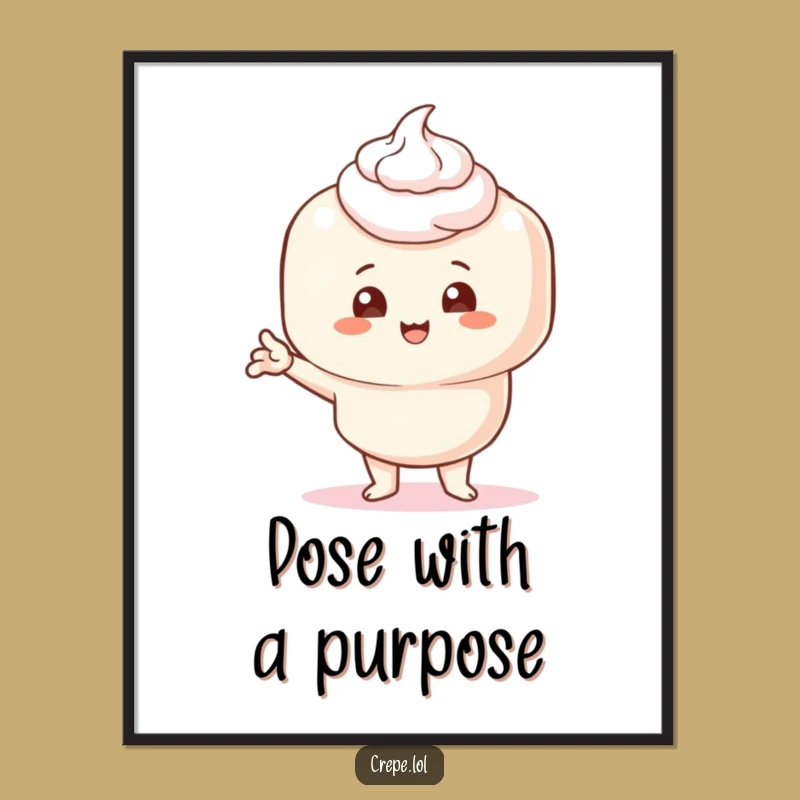 Funny Crepe Pose Poster with Cream - Comical Wall Art Gift