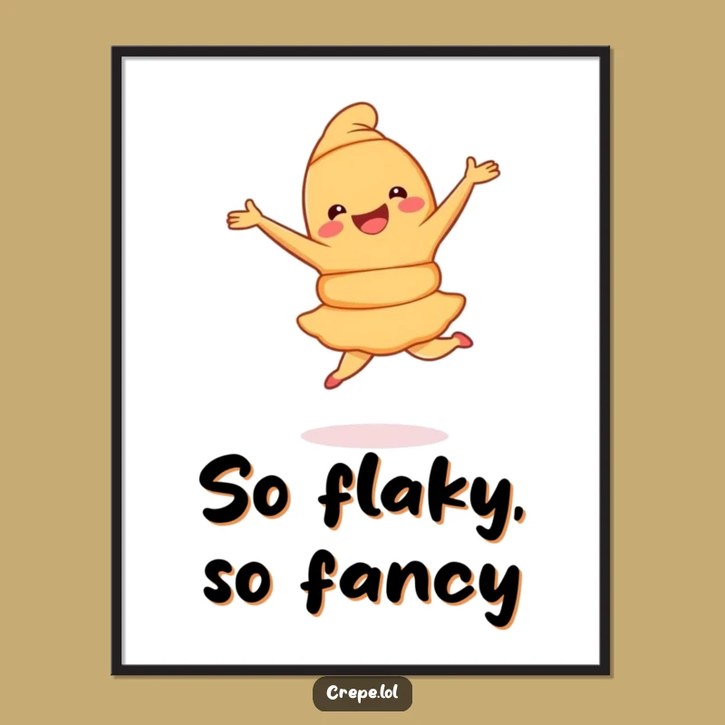 Funny Croissant Pirouette Poster: Joyful Pastry Art for a Whimsical Gift