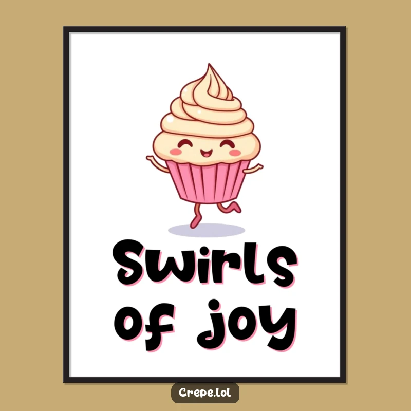 Funny Giggling Cupcake Poster: Whimsical Art for a Cheerful Space