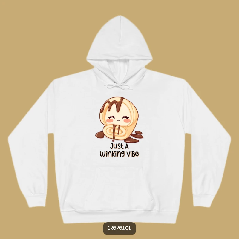 Funny Winking Chocolate Crepe Hoodie - Cozy Humor for Food Lovers Gift!