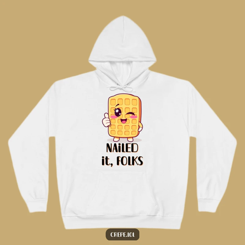 Funny Winking Waffle Hoodie - Cozy Thumbs Up Breakfast Sweatshirt
