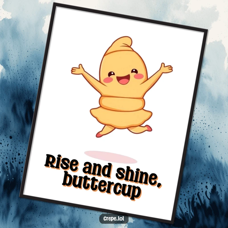 Funny Free Printable Wall Art: A joyful croissant in mid-pirouette, adding a touch of French charm and humor to any space.