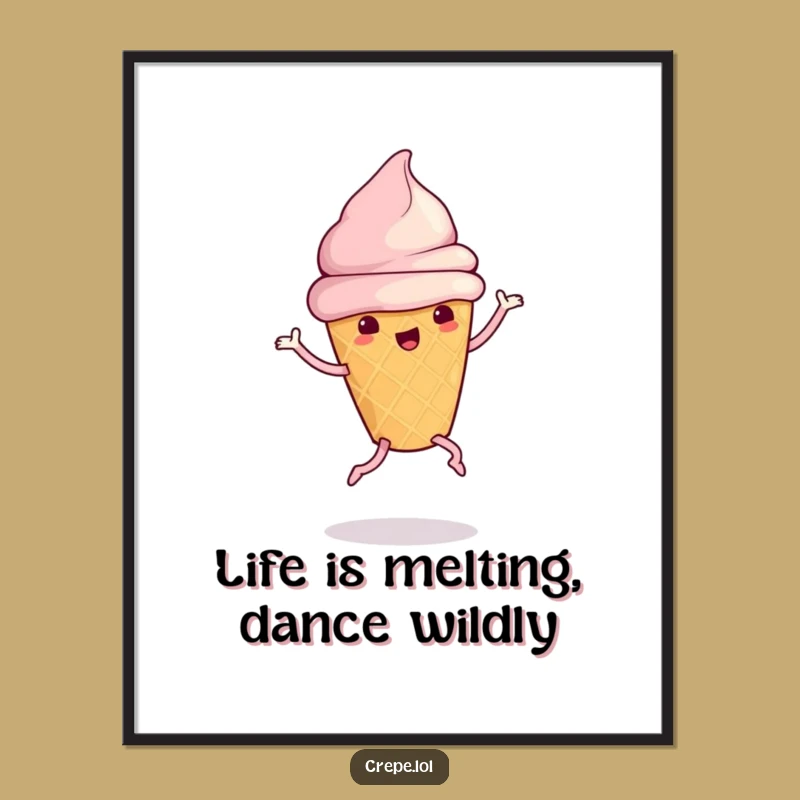 Free Printable Dancing Ice Cream Wall Art - Quirky Downloadable Decor for a Sweet Space