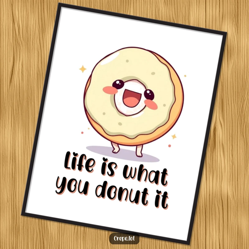 Funny Free Printable Wall Art: A laughing donut character performing a playful somersault, bringing sweet, energetic vibes to your decor.