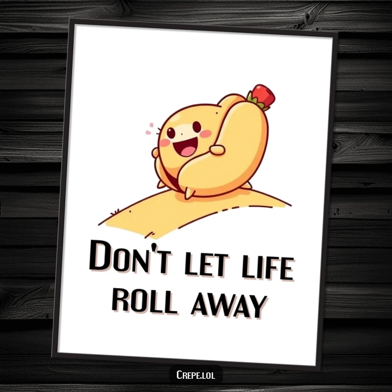 Funny Free Printable Wall Art: A smiling hot dog rolls down a hill with glee, bringing a playful vibe to your space!
